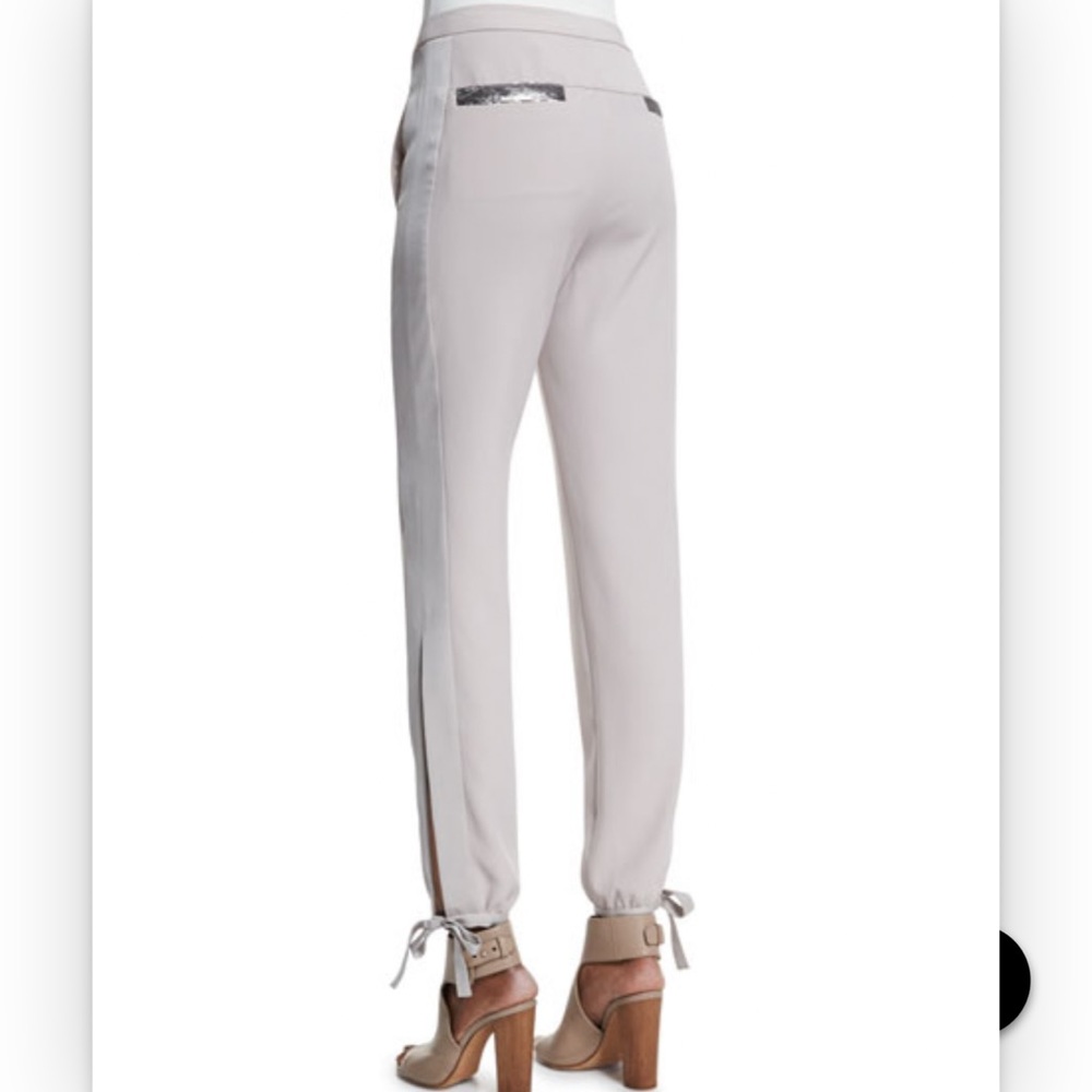 Halston Heritage Slim Satin-Tie Tuxedo Pants - Light Gray